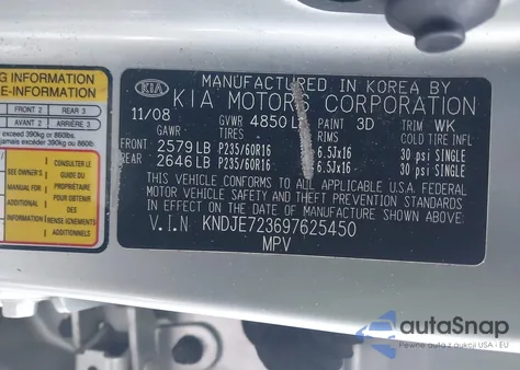 2009 Kia Sportage Ex V6 from USA, damaged, VIN KNDJE723697625450